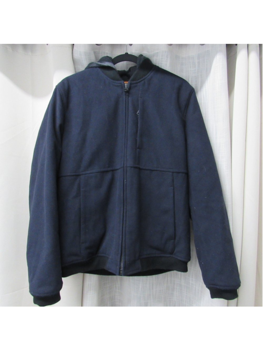 Levi's Men's Hooded Wool Blend Bomber Jacket Size L Navy Quilted Lining